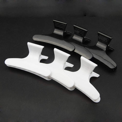 XINGYHENG 24Pcs Large Black and White Butterfly Hair Clamps Plastic Clip Hairdressing Tray Hair Positioning