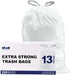 Plasticplace 13 Gallon Trash Bags, 1.2 Mil White Drawstring Garbage Can Liners, 24"x27, 100 Count