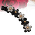 Lurrose Toothed Banana Hair Clips for Women Girls, Strong Tension Ponytail Holder, Black Flower Barrette