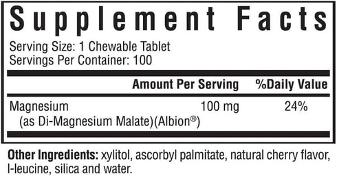 Seeking Health Magnesium Malate Chewable Tablet - 100 mg Dimagnesium Malate Supplement, 100 Lozenges