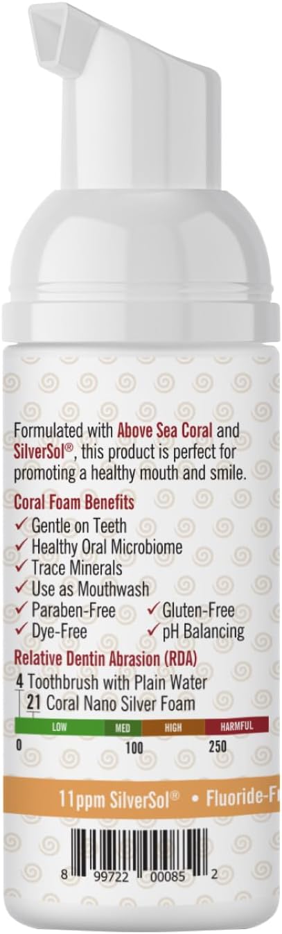 Coral Nano Silver Foaming Cinnamon Tea Tree Toothpaste, Natural Fluoride Free, SLS and Glycerin Free - 4 Ounce