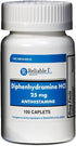 Reliable 1 Diphenhydramine HCI - 25mg Antihistamine, 100 Caplets (1 Bottle)