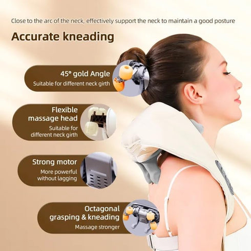 Shiatsu Neck and Back Massager with Heat, Cordless Handheld Massager for Deep Tissue Kneading, Electric Neck