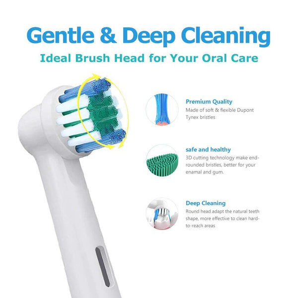 Brush Heads Compatible with Oral-B Braun Electric Toothbrush - Replacement Heads for Vitality, Genius