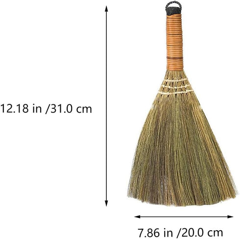 Veemoon 4 Pcs Handheld Cleaning Broom, Small Whisk Broom, Rustic Mini Straw Broom for Indoor Outdoor Home Dusting