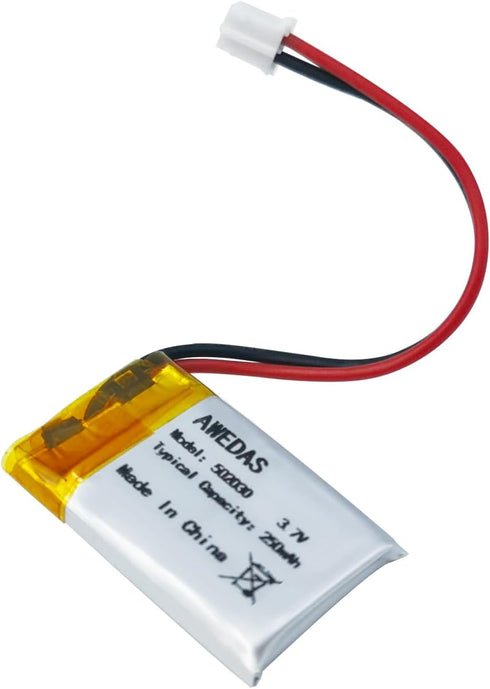 (3 Pack) 3.7v 502030 Battery Lithium Polymer Battery 250mAh Compatible for Multiple Devices with PH 2.54 JST