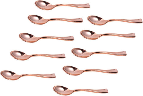 YARNOW 24Pcs Rose Gold Plastic Mini Spoons, Disposable Dessert Tasting Cutlery for Parties & Everyday Use