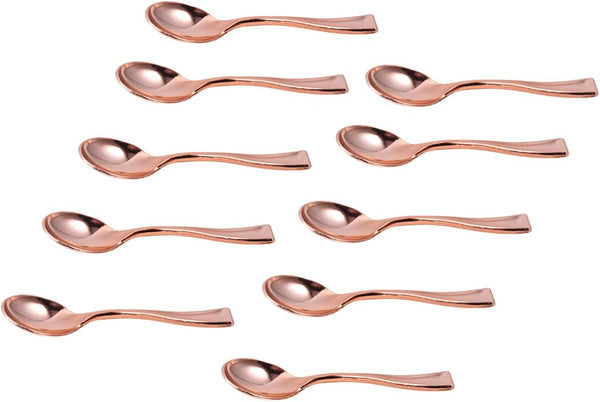 YARNOW 24Pcs Rose Gold Plastic Mini Spoons, Disposable Dessert Tasting Cutlery for Parties & Everyday Use