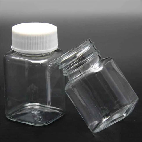 5 Pcs 80ml Empty Plastic Pill Bottles, Clear Pill Dispenser Containers for Solid Powder and Liquid Sample Storage