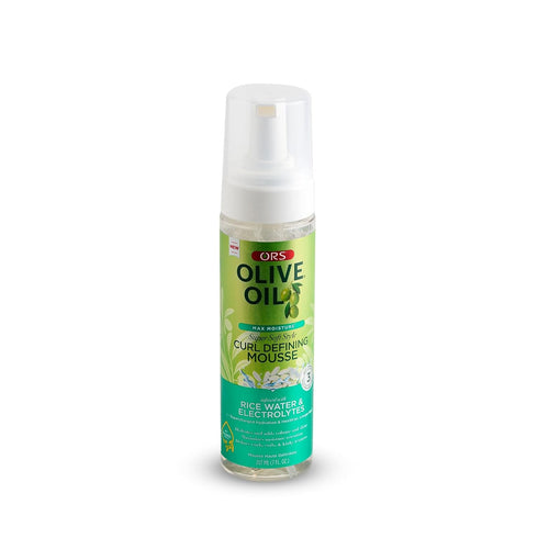 Olive Oil Max Moisture Curl Defining Mousse 7.0 oz with Rice Water & Electrolytes for Hydration
