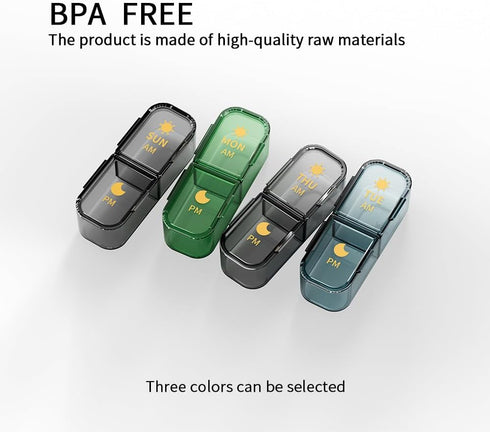 JWYTA 7-Day 14 21 (Green,21 (3 Pill Organizer or Compartment Weekly Medication Box with Dust-Resistant Cover