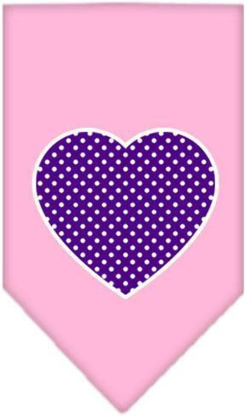 Mirage Pet Products Large Purple Swiss Dot Heart Screen Print Bandana, Navy Blue