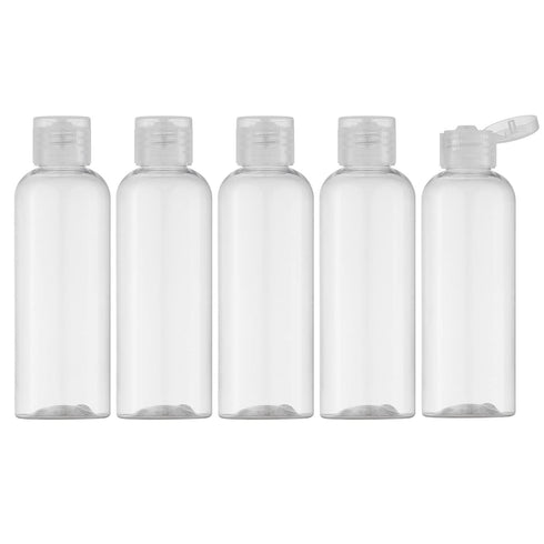LISAPACK 3.4Oz Travel Bottles with Flip Cap (5 Pcs) Empty Dispenser Container for Travel Size Cosmetics