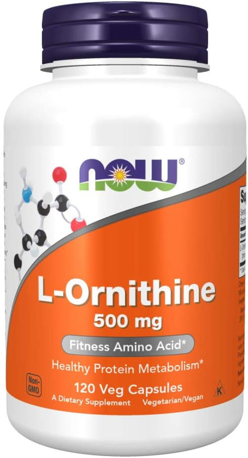 NOW Supplements L-Ornithine 500 mg, 120 Veg Capsules, Amino Acid Supplement