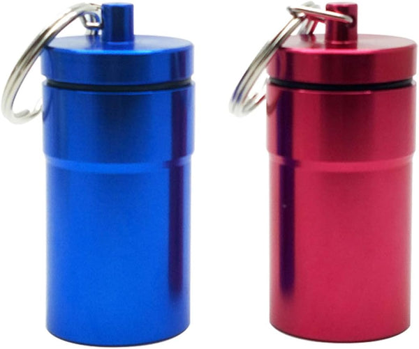 FAYALA Aluminum Waterproof Pill Case Bottle, 2 Packs Large Pill Box for Medicine, Metal Keychain Holder for Travel
