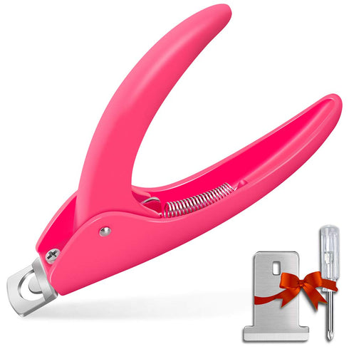 Pink Adjustable Artificial Acrylic Fake Nail Clipper, False Nail Tip Trimmer for Salon Home Manicure Pedicure
