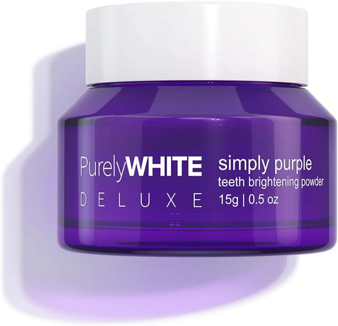 PurelyWHITE DELUXE Simply Purple Brightening Powder, Conceals Stains, No Sensitivity, Enamel-Safe for Coffee, Tea, Food