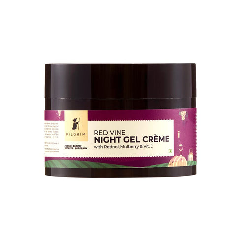 Pilgrim Red Vine Night Gel Crème, Infused with Vitamin C, Retinol & Mulberry, Anti Aging Face Cream