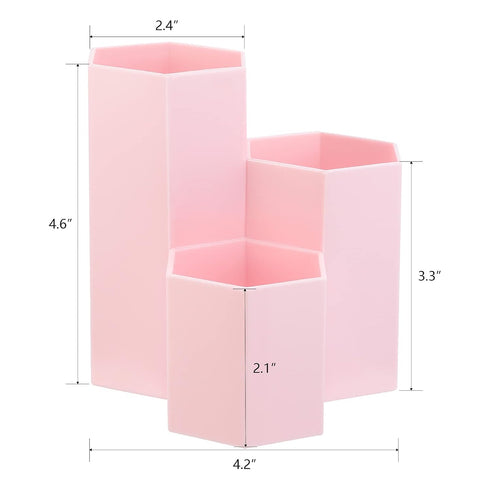 LoveBB Makeup Brush Holder Organizer, 3 Slot Plastic Storage Solution for Cosmetics Brushes, Pink