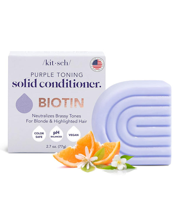 Kitsch Purple Conditioner Bar for Treated & Grey Hair, Toning Purple Bar Conditioner for Blonde, Grey & White Hair,