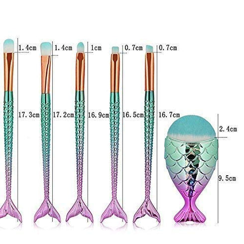 Funfunman 11PCS Makeup Brushes Set, Foundation, Eyebrow, Eyeliner, Blush, Cosmetic Brushes (Mermaid Colorful)
