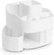 Masirs Small Rotating Makeup Organizer, Mini Cosmetic Storage Solution with Multiple Compartments (Square - White)
