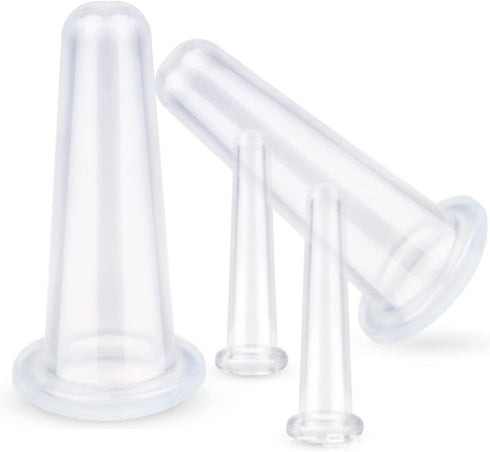 Juroicessry 4Pcs Set Transparent Massage Cupping Silicone Mini Facial Cups Face Massager Helper Skin Care Neck Back