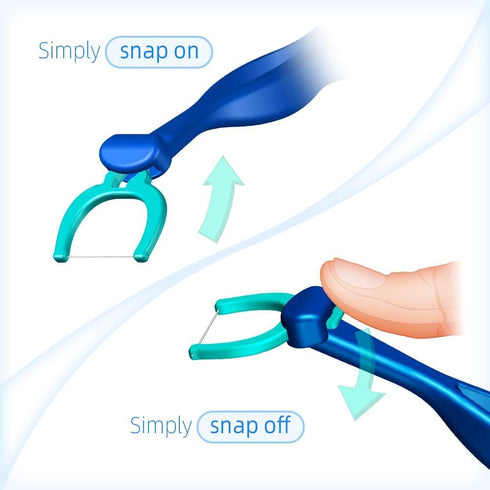 T.Smile 5-inch (1 100 NoFuss Dental Flosser Kit, Long Handle & Refill Heads, Extra-Strength Floss for Comfortable