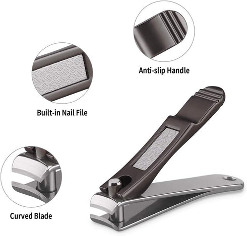 Nail Clippers Set with Built-in Nail File, Durable Sharp Zinc Alloy Clipper and Toenail Clipper