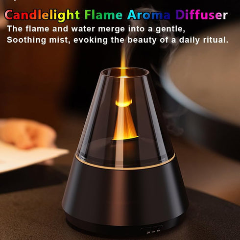 KadiDise 120ml 7-Color Flame humidifier,Flame Aroma Diffuser, Flame Humidifier, Essential Oil Aromatherapy Diffuser