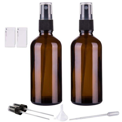 Hydior Amber Glass Spray Bottles for Essential Oils, 4oz Fine Mist Spray Bottle 2 Pack