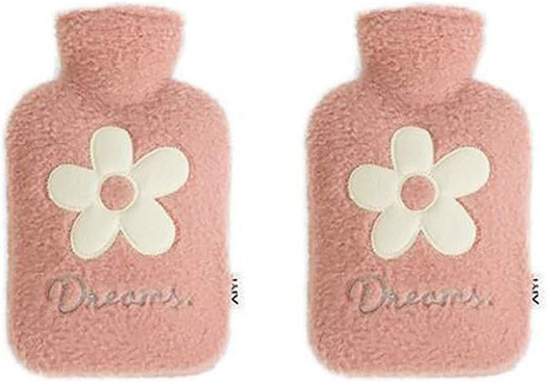 SKUZA Hot Water Bottle, Winter Winter Portable Hot Water Bottle Pink Super Soft