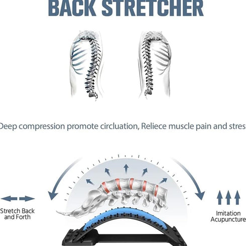MAKIVI Back Stretcher Magnetotherapy Multi-Level Adjustable Massager Waist Neck Fitness Lumbar Cervical Spine Support
