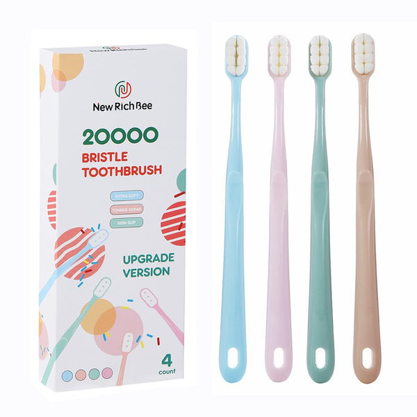 Upgrade Version 4 Pack Micro Nano Extra Soft Toothbrush for Adults, 20000 Soft Bristles for Sensitive Teeth