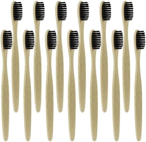 UCCKEYI 40-Pack Black Bamboo Toothbrushes, 7in Medium Bristles, Eco-Friendly & Biodegradable for Adults,