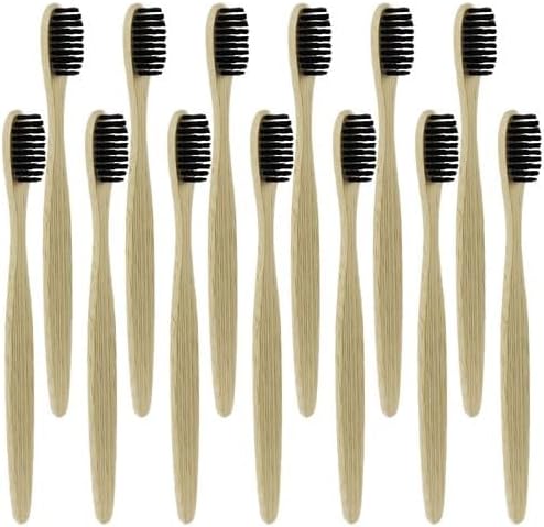 UCCKEYI 40-Pack Black Bamboo Toothbrushes, 7in Medium Bristles, Eco-Friendly & Biodegradable for Adults,