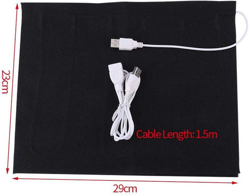 Heating Pad, 5V USB Washable Super Large Carbon Fiber Electric Cloth Heating for Neck, Back, Stomach, Lumbar Spine, Black