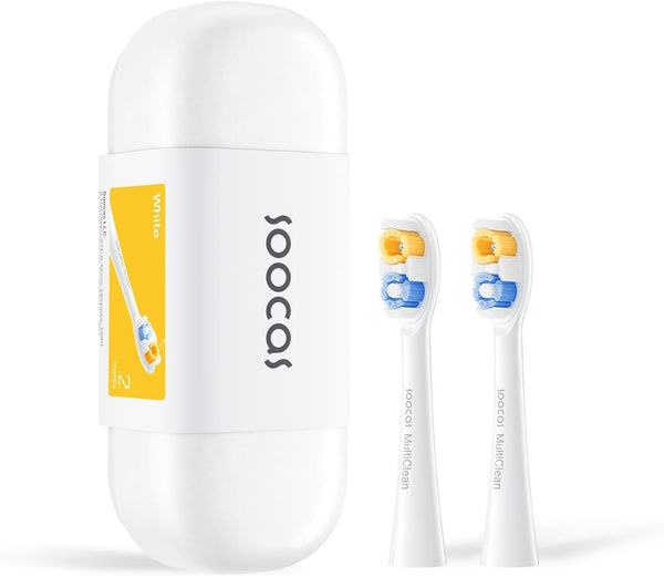Soocas NEOS II Multiclean Electric Toothbrush Replacement Heads, 2 Pearl White Brush Heads