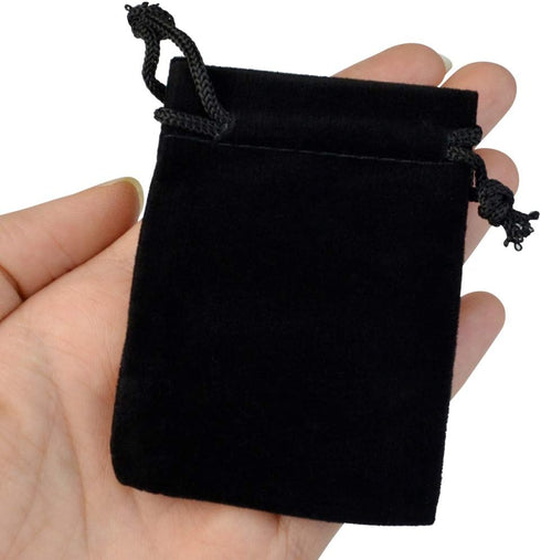 Nydotd 100pcs 2 X 2.8 inch Black Velvet Cloth Jewelry Pouches, Velvet Drawstring Bags for Wedding Favors, Gifts.