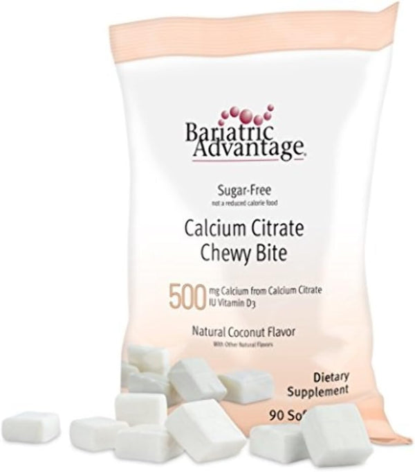 Bariatric Advantage Calcium Citrate Chewy Bites 500 mg - Sugar-Free Chewable Calcium Supplement for Bariatric Patients