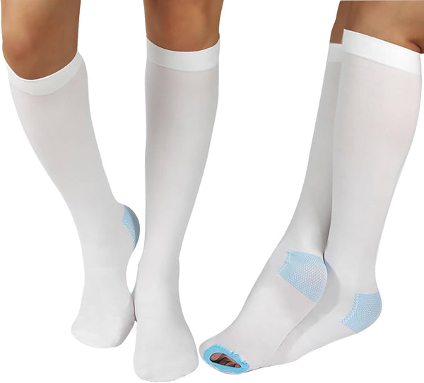 Zilaimi 2 Pairs Medical Grade 15-20mmHg TED Hose Compression Stockings for Women &