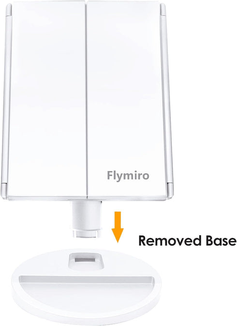 Tri-fold Lighted Vanity Makeup Mirror, 3x/2x/1x Magnification, 21 LEDs, Touch Screen, 180 Degree Rotation