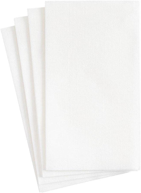 Caspari Paper Linen Solid Guest Towel Napkins in White - Four Packs