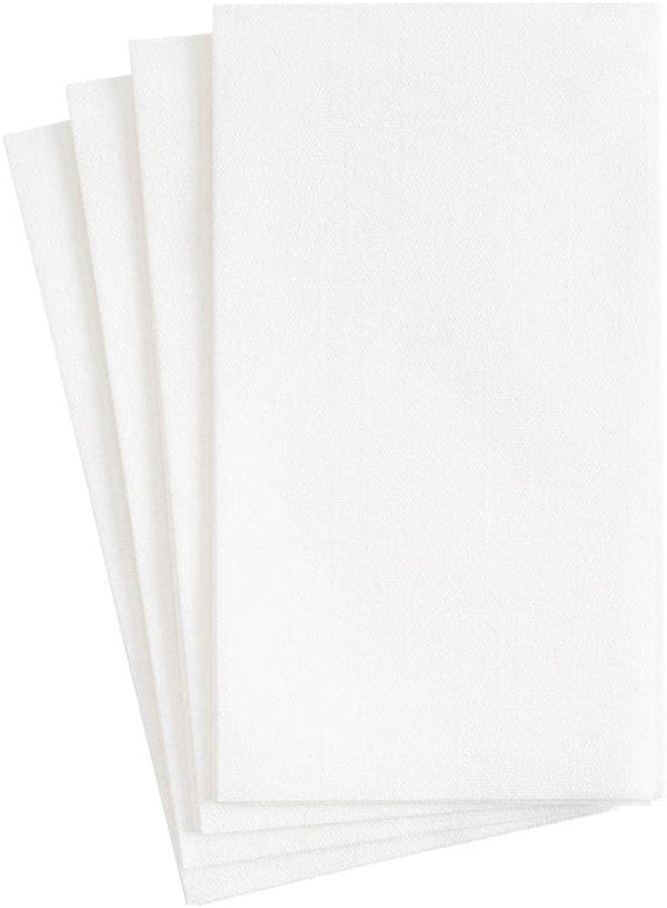 Caspari Paper Linen Solid Guest Towel Napkins in White - Four Packs