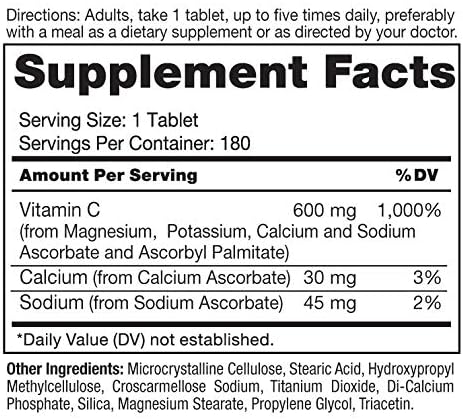 Roex Vitamins | Vitamin C Mineral Ascorbates | 180 Count, Anti-Aging, Healthy Immune System