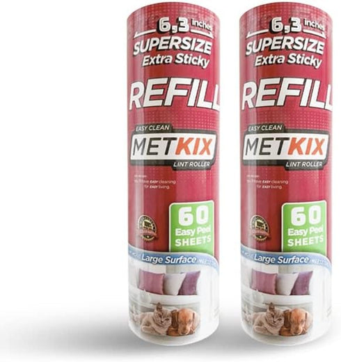 Refill for Metkix Supersize Lint Roller, 2 Packs Total 120 Sheets, 6.3 inches