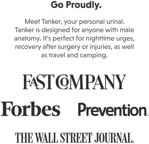 Tanker - Portable Urinal for Men Spill Proof - A Camping and Festival Essential, Designed for Nighttime Urges