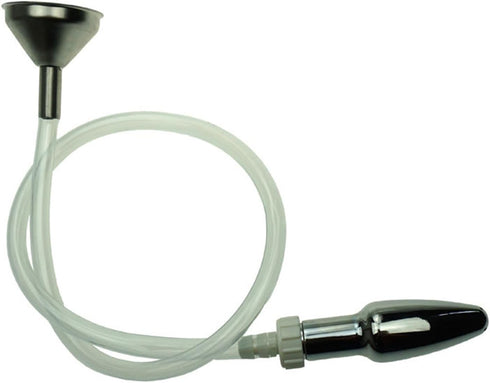 Metal Bullet Anal Plug with Hole for Men and Women Transparent Hose Enema Cleaning Irrigator Metal Funnel Injector Sex