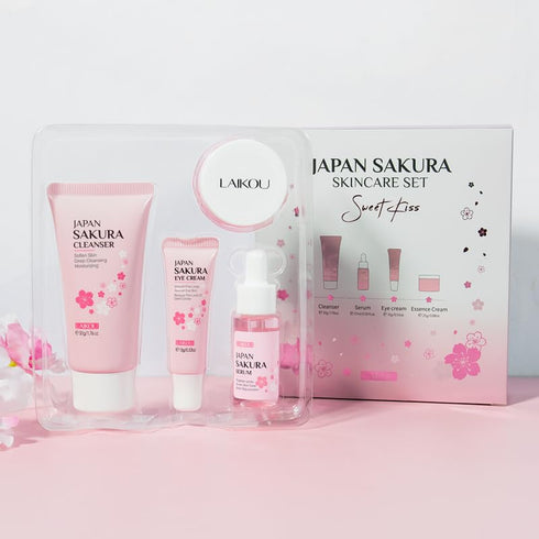 Skin Care Set JAPAN SAKURA: Beauty Gift Sets with Cleanser, Serum, Eye Cream, Face Cream Travel Kit for Women
