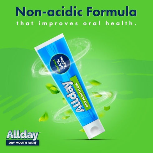 Allday Dry Mouth Gel, Maximum Strength Xylitol, Fast Acting, Non-Acidic, 2 Tubes Inside One Box